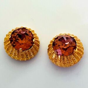 Elegant Gold and Topaz Vintage 1980s Earrings